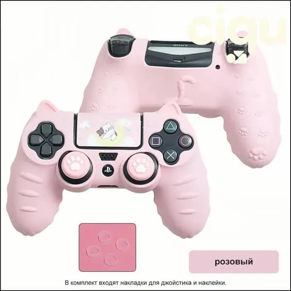 Премиумчехол из мягкого силикона Mark Life с кошачьими ушками для геймпада PS4, защищающий от скольжения и пота