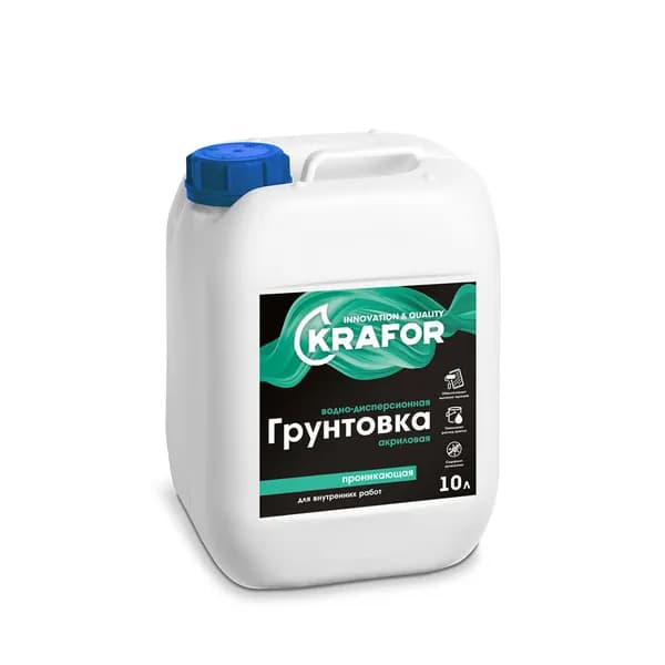 Грунтовка проник. Д/внутр. Работ 10 л KRAFOR (зеленая этик.)