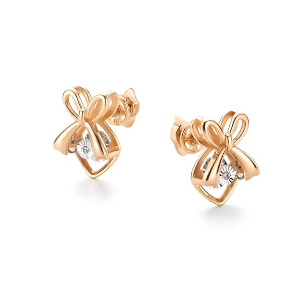 Золотые серьги DIAMANT-ONLINE с танцующим бриллиантом 585 пробы