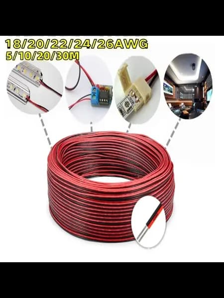 Электрический провод 18 20 22 24 26 AWG красный черный лужен