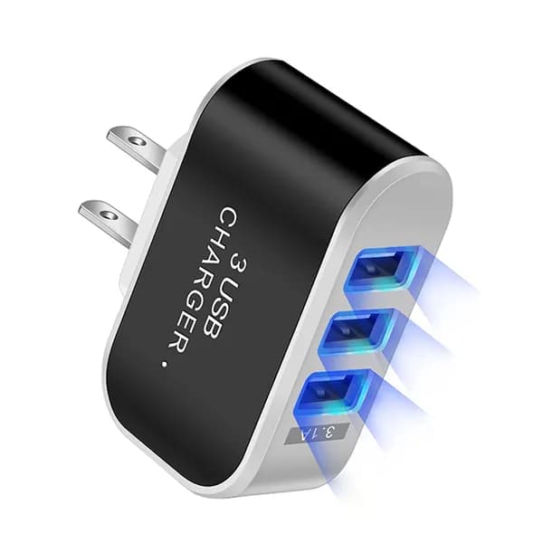 USB зарядное устройство 3 порта быстрая зарядка американская вилка черный