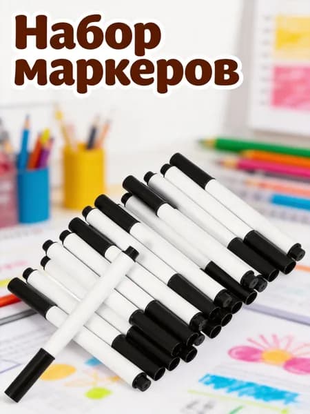 Набор из 20 черных водорастворимых маркеров для белой и стеклянной доски из пластика для повседневного использования