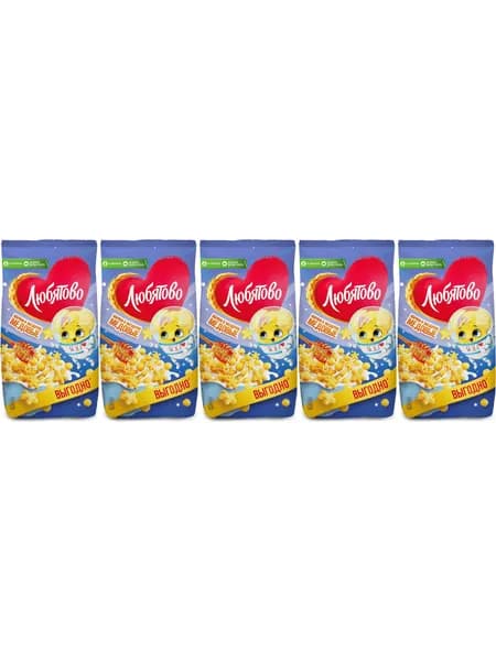Шарики Kellogg's Любятово мультизлаковые медовые, комплект: 5 упаковок по 420 г