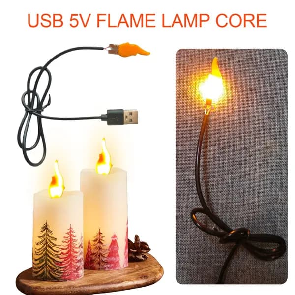 USB-светодиодная лампочка-имитация пламени с питанием от 5 В, размер 36 14 2 мм