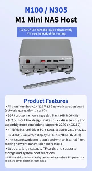 Мини-ПК Alder Lake N100 мини ПК (Intel Alder Lake N100, RAM 16 ГБ, SSD 256 ГБ, Intel Graphics, Windows 11 Pro), 中国, серебристый