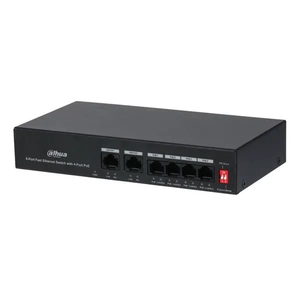 Dahua PFS3006-4ET-36 4-портовый PoE (36 Вт) 10/100 Мбит/с + 2FE Uplink коммутатор