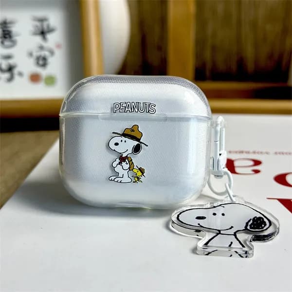 Чехол для Аирподс 3 / AirPods 3 Милый мультик Снупи Snoopy Силиконовый чехол для наушников