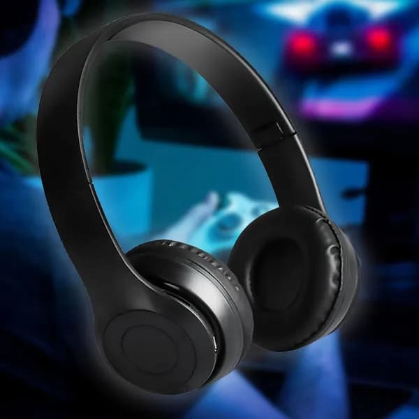 milochic Наушники беспроводные с микрофоном P47, Bluetooth, 3.5 мм, черный