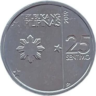 25 сентимо, 2019 год (Отметка монетного двора около канта), Филиппины