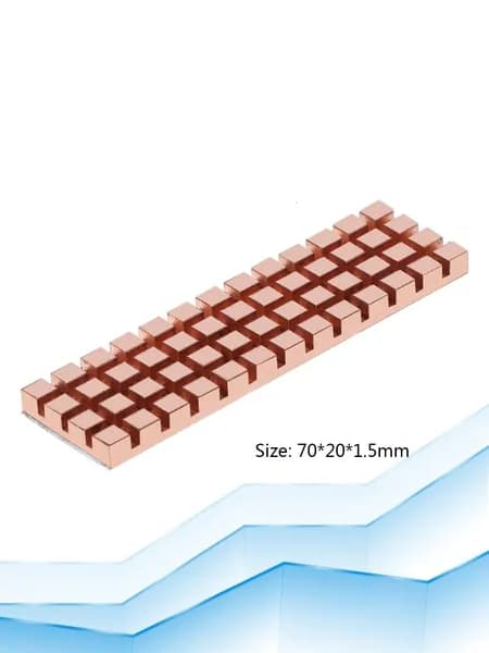 Медный радиатор с термоклеем для M.2 NGFF 2280 PCI-E NVME SSD, толщина 1.5/2/3/4мм, темно-синий