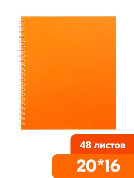 Тетрадь пластиковая оранжевая обложка 48 листов имба