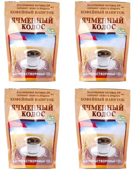 Кофейный напиток Ячменный Колос ZIP 100 г 4 штуки