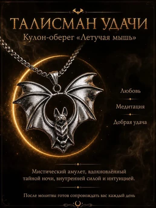 талисман Оберег Амулет Летучая мышь Оберег на удачу Кулон же
