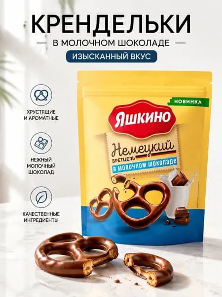 Яшкино , крендельки Немецкий бретцель в молочном шоколаде, 90 г