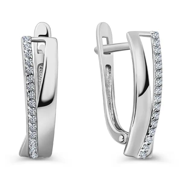 Серьги женские с фианитами серебро 925 пробы 585GOLD