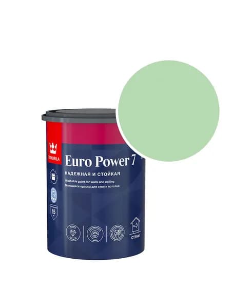 Краска моющаяся Tikkurila/Tikkivala Euro Power 7 RAL 6019 (Бело-зелёный - Pastel green) 0,9 л