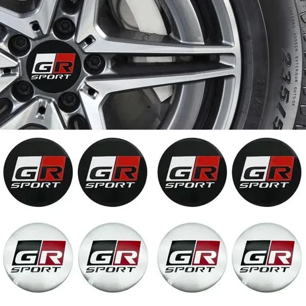 Наклейки на диски 56 мм, 4 шт. Эмблема GR Sport для Toyota C-HR / RAV4 / Camry / Corolla / Prado / Prius Центральные заглушки колес, Тюнинг-декор