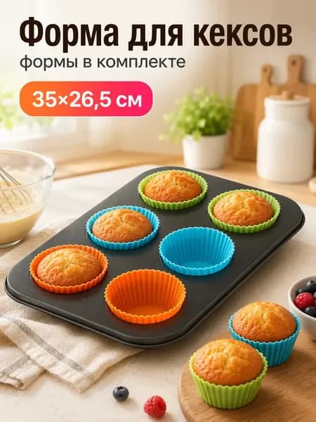 Антипригарная форма для выпечки, 27х18 см, 6 ячеек