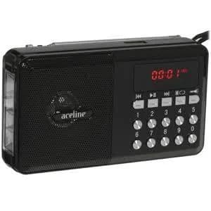 Радиоприемник цифровой с фонарем AR330 черный, 3 Вт, FM радио, USB microSD, антенна, 3.5 мм под наушники, фонарь, аккум., бат. 3 х AA (не в комплекте)