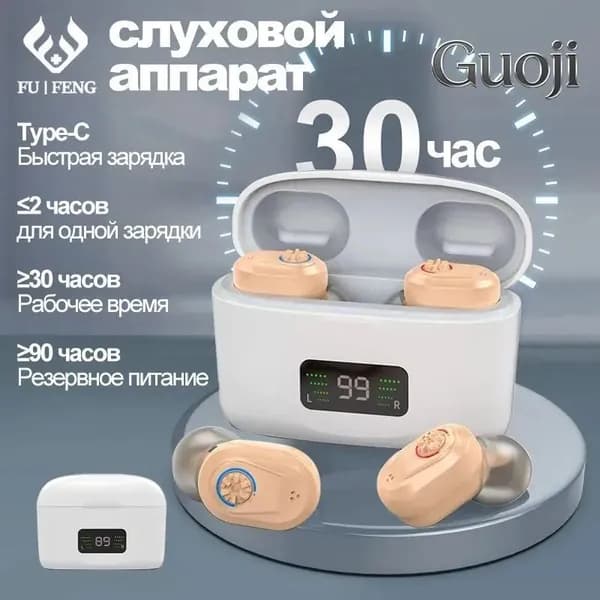 Внутриушной парный слуховой аппарат с зарядным устройством, Цифровой усилитель слуха на аккумуляторе для пожилых и взрослых людей