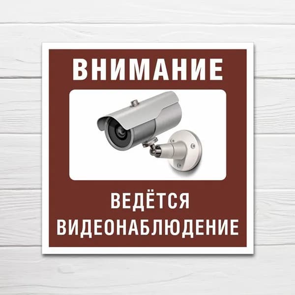 Табличка "Ведется видеонаблюдение", 25х25 см, ПВХ