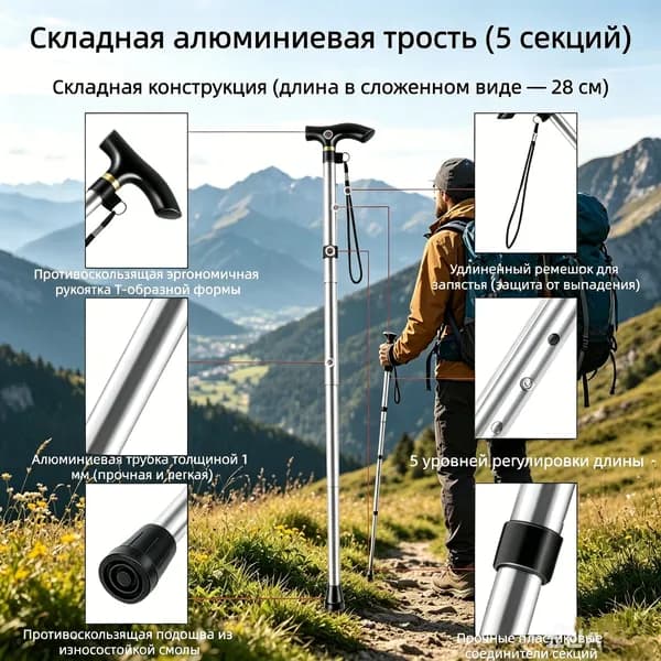 Складная алюминиевая трость для ходьбы