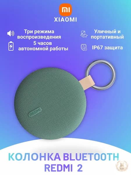 Колонка Redmi Bluetooth 2,Двухдинамиковая Акустика,IP67 Водонепроницаемая,TWS Стерео,Bluetooth 5.3,USB Type-C,5 Часов Работы