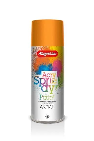 Краска-спрей (эмаль) RAL 1028 Желто-оранжевая 450мл (265гр) аэрозоль (MagicLine)
