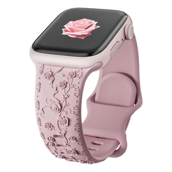 Ремешок с цветочной гравировкой для Apple Watch 40мм 44мм 41мм 49мм 45мм 38мм 42мм, силиконовый ремешок для iwatch 9 7 se 6 8 ultra 2