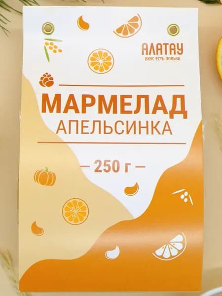 Мармелад натуральный Алатау, Апельсиновый, 250 гр, полезные сладости