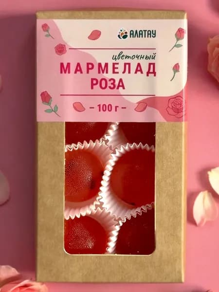 Мармелад натуральный цветочный Роза, Алатау,100 гр, полезные сладости