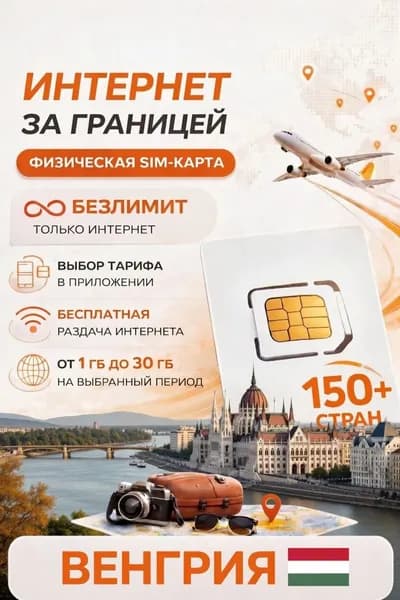 Туристическая SIM-карта для путешествий в Венгрию сим карта для телефона, смартфона, планшета, интернет за границей 5G LTE 4G, Турсим (Венгрия)