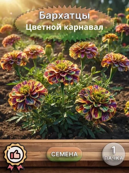 Бархатцы Цветной карнавал, семена, 10 шт.