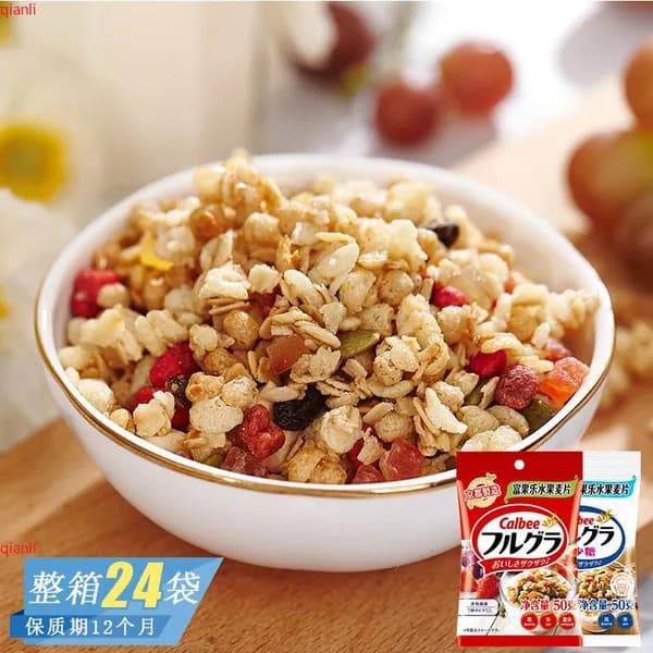 Фруктовые мюсли Calbee Fruit Granula с пониженным содержанием сахара, японский импорт, для завтрака, 2026