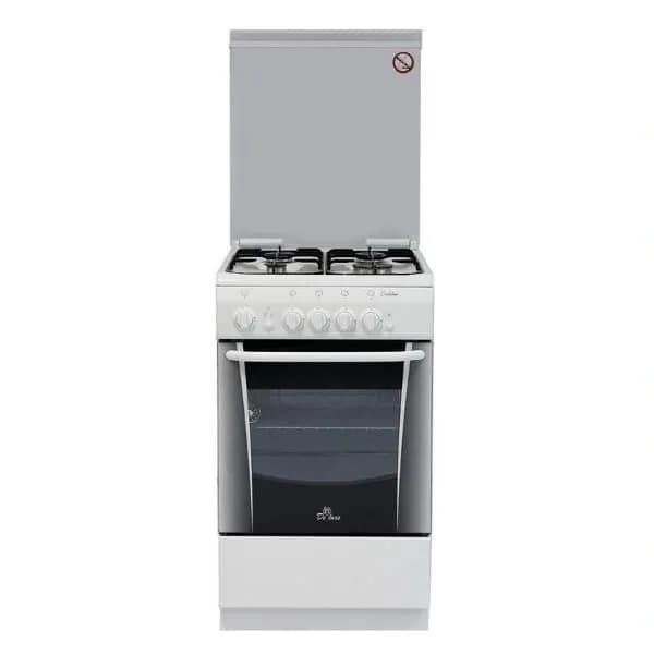 Плита газовая de luxe 506040.14 г (крышка) ЧР, 50 см, 4 конфорки, 54 л, белый
