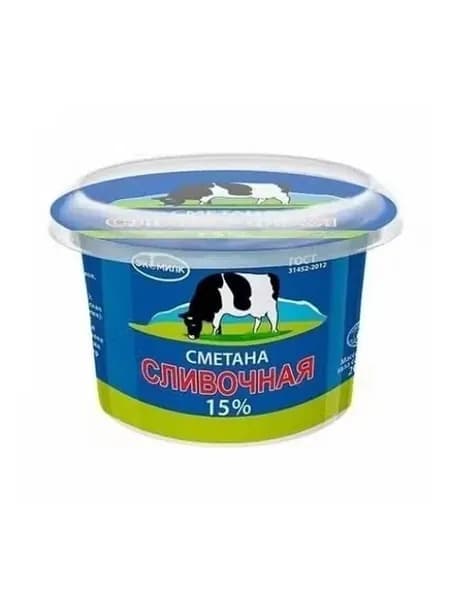 Сметана 15% Экомилк сливочная 180 г