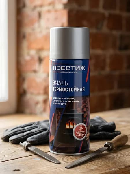 Престиж, Эмаль аэрозольная, термостойкая, матовая, серебристая, 520 мл