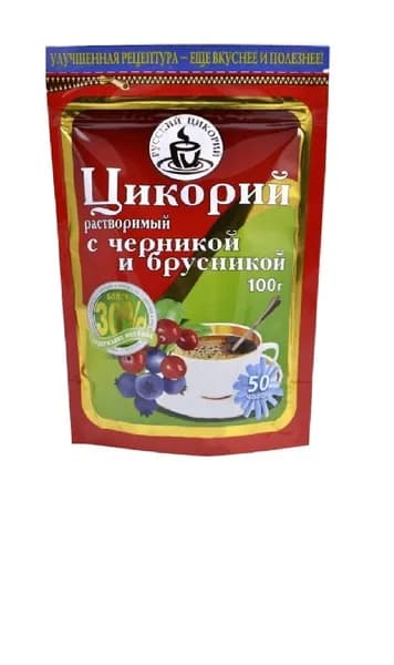 Русский цикорий Цикорий растворимый, порошкообразный, черника-брусника, 100 гр
