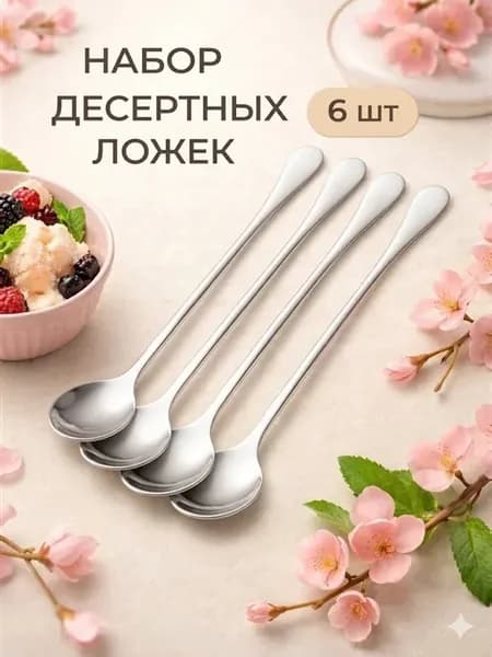 Набор десертных ложек 6 шт, столовые приборы