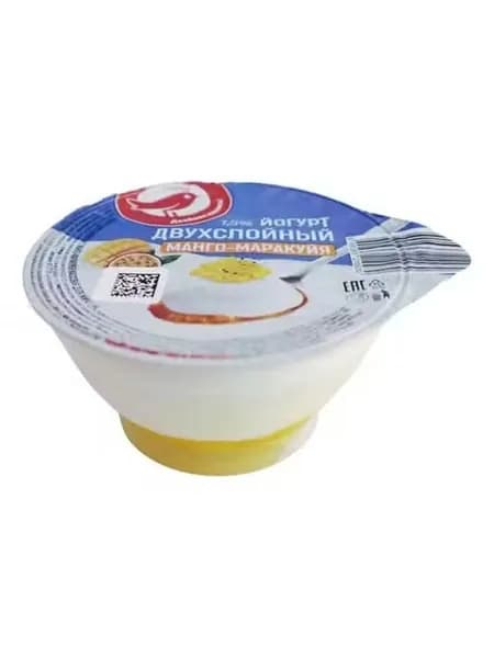 Йогурт АШАН Красная птица двухслойный с манго и маракуйей 1,5% БЗМЖ 120 г