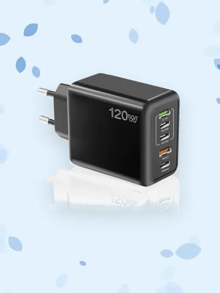 Зарядное устройство USB-C 120W PD QC3.0, Черный - ЕС вилка