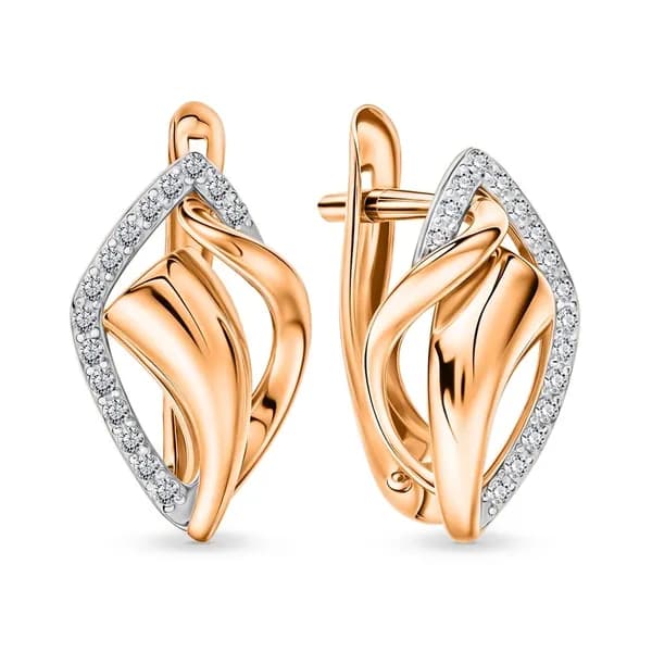 Серьги женские с фианитами из красного золота 375 пробы 585GOLD