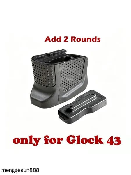 Удлинённое дно магазина +2 для Glock 43, алюминий/полимер, с усиленным вкладышем