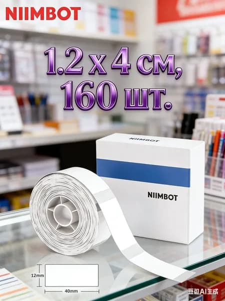 Этикетка для печати 1.2 x 4 см, 160 шт.
