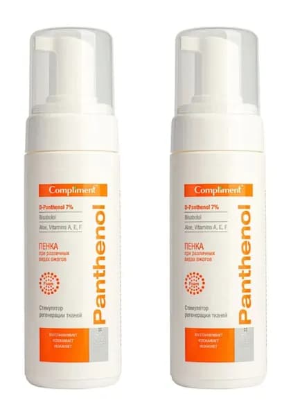 Compliment Пенка при различных видах ожогов Panthenol, 160 мл, 2 уп