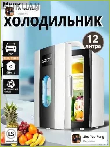 Мини-двухъядерный холодильник объемом 12литров,подходящий для использования в автомобиле и дома