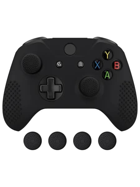 eXtremeRate силиконовый чехол для геймпада Xbox One X/S Controller 1708, антискользящая накладка с накладками на стики, защита и удобный хват в играх, черный