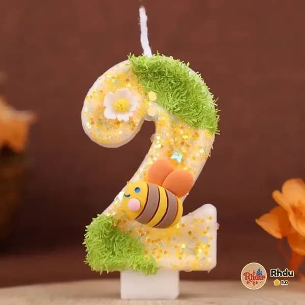 Свечи для торта цифра 2 "Без отдушки", 12 см х 3.5 см