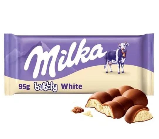 Шоколад молочный Милка с начинкой из пористого белого шоколада 95г Milka Bubbly White 95g