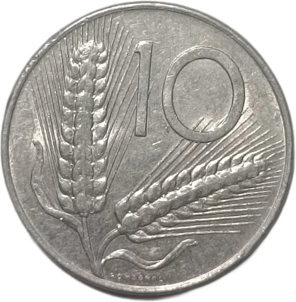 Монета Италия 10 лир 1977